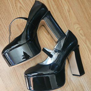 Mix No. 6 Faux patent leather platform Mary Jane heels
